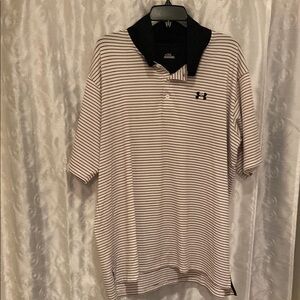 Under Armour Men's Black, Red and White Striped Polo Shirt Size XL 🔥 YB3